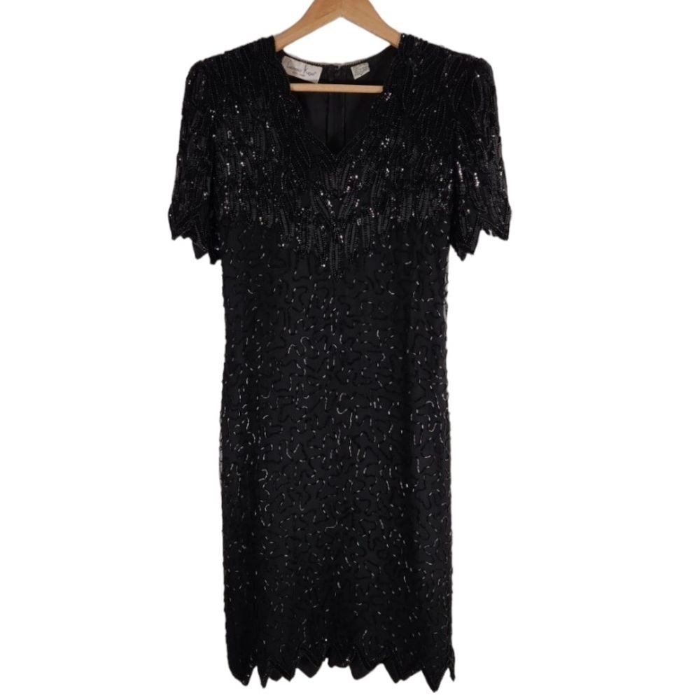 Vintage Laurence Kazar Beaded Evening Dress Size Medium